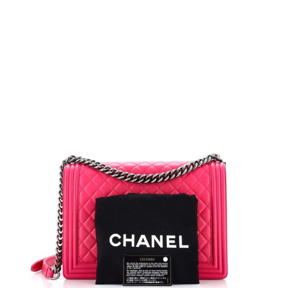 Chanel Boy Flap Bag Quilted Lambskin Large Pink - Picture 2 of 8